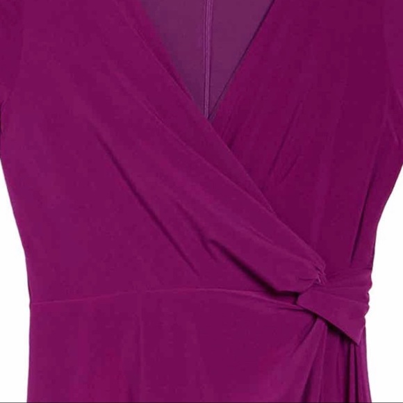 Marina Ruched Surplice Neck Wrap Dress Magenta L - Picture 4 of 4